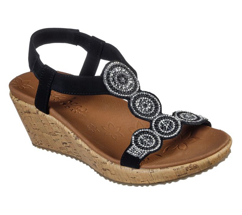 Skechers Dam Svarta Kilar Sandaler - Beverlee - Date Glam - Sverige (AXZHV-0291)